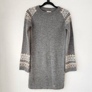 Mia Mia Wool Blend Sweater Dress Grey Fair Isle Print Made in Italy Women's S
